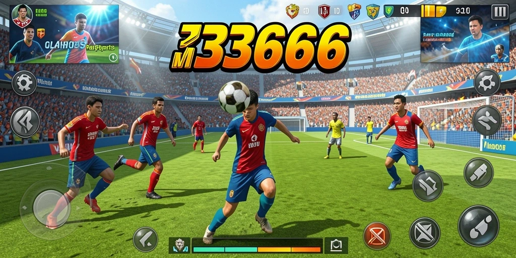 Screenshot gameplay 333666 menampilkan aksi seru dalam pertandingan olahraga.