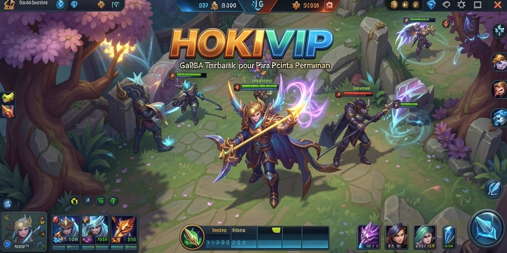Screenshot HOKIVIP menampilkan pertempuran epik di arena MOBA.
