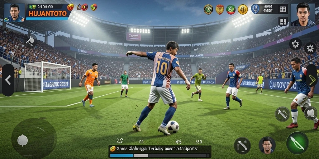 Tangkapan layar gameplay HUJANTOTO menampilkan aksi olahraga yang mendebarkan.
