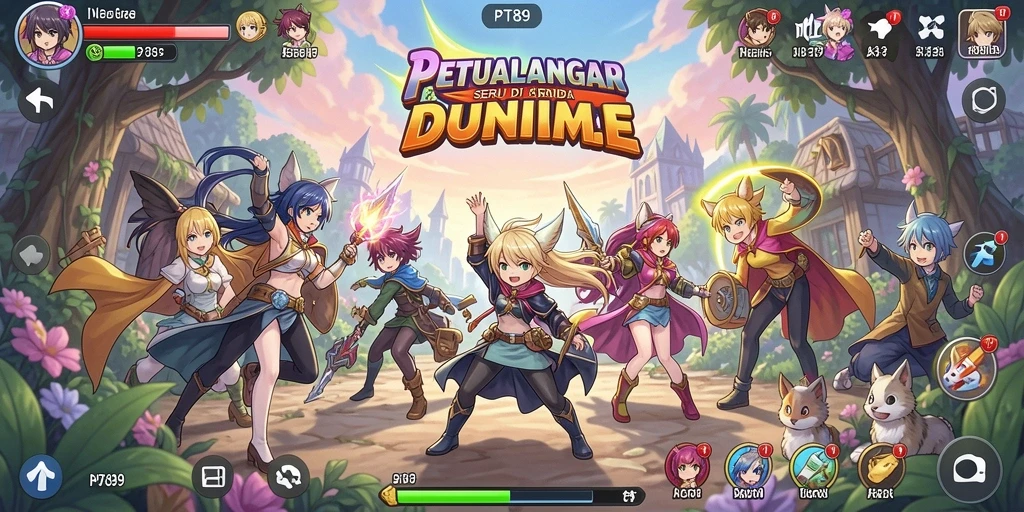 Screenshot gameplay PT89 yang menampilkan aksi mendebarkan dari karakter anime.