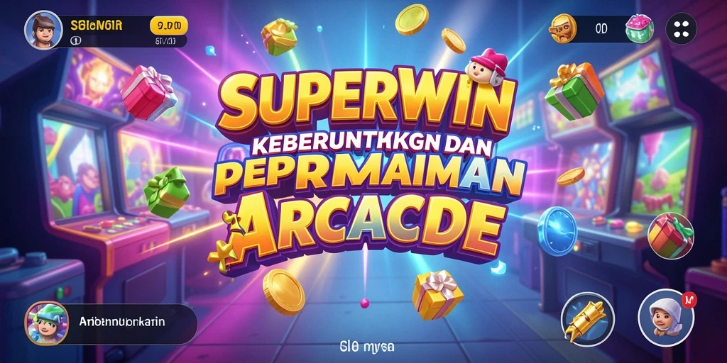 Screenshot utama <strong>SUPERWIN</strong> menampilkan aksi seru dalam lingkungan arcade.